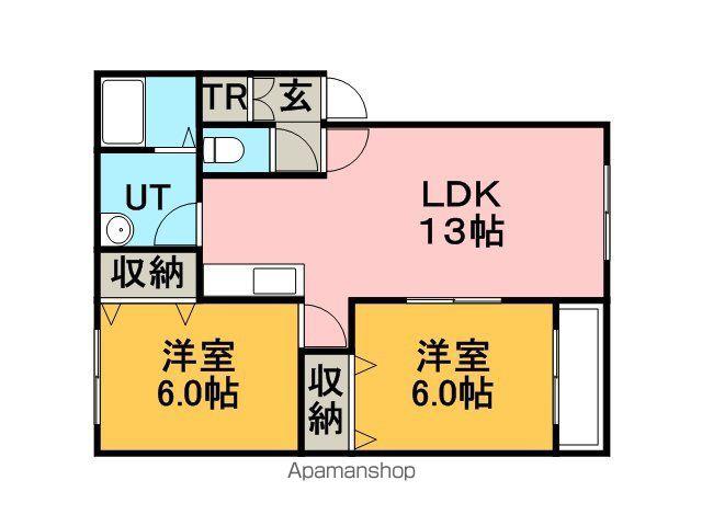 グランボヌールⅡ(2LDK/2階)の間取り写真
