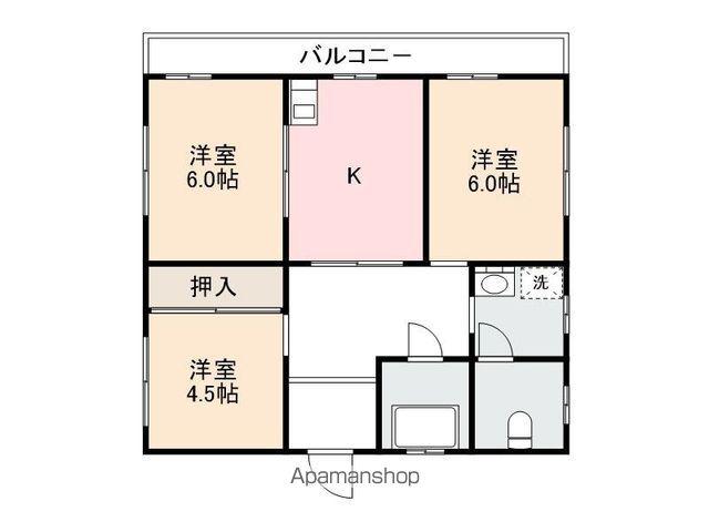 八栗ハイツ(3DK/2階)の間取り写真