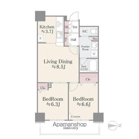 イーストコア曳舟 一番館(2LDK/6階)の間取り写真