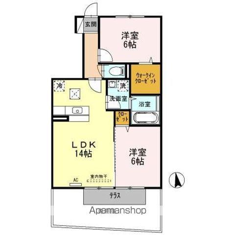 ラ・ルル 六条A・B(2LDK/1階)の間取り写真