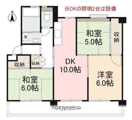 ヴィラ・アンソレイエ牟礼Ⅰ(3DK/4階)の間取り写真