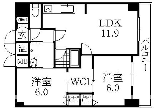 シャンピア西田辺(2LDK/5階)の間取り写真