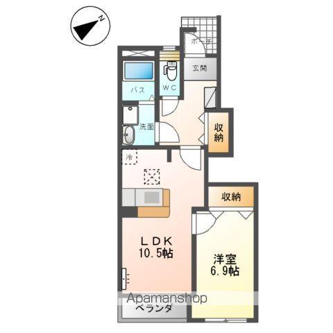 サイネリアプレイス(1LDK/1階)の間取り写真