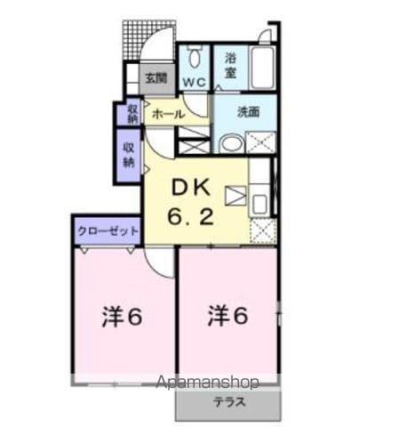 エクセランF.ⅡB(2DK/1階)の間取り写真