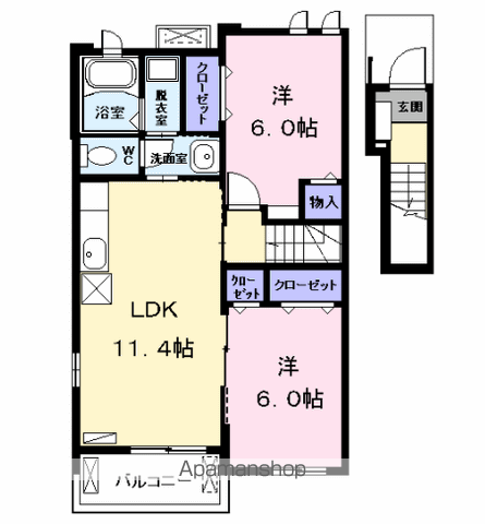 ブローテ(2LDK/2階)の間取り写真