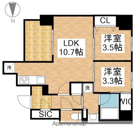 プレサンス ロジェ 大須 白川公園(2LDK/11階)の間取り写真