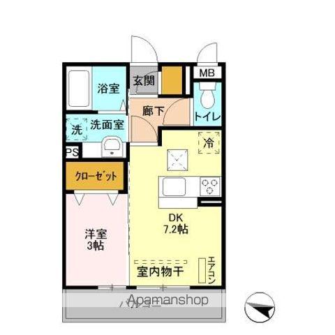 エヴァーラスティング千葉(1DK/1階)の間取り写真