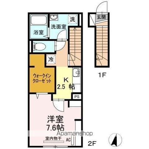 クレール(1K/2階)の間取り写真