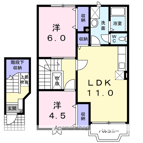 グランパルク(2LDK/2階)の間取り写真