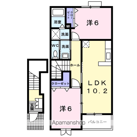 エステート・AⅠ(2LDK/2階)の間取り写真