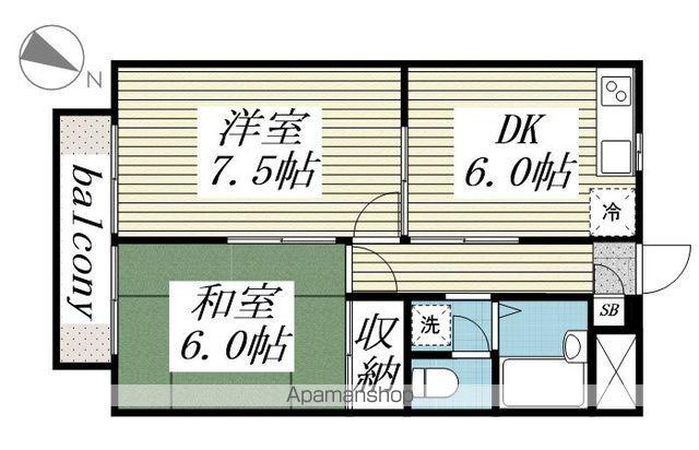 エクセルハイム(2DK/1階)の間取り写真