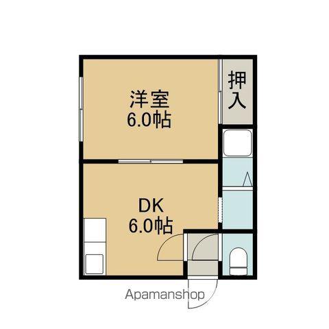 ジョイナス信濃(1DK/2階)の間取り写真