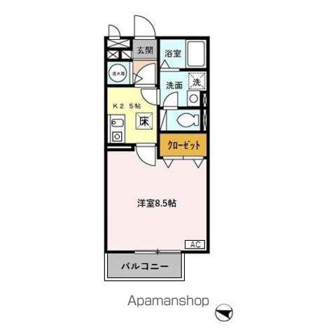 プレズント(1K/1階)の間取り写真