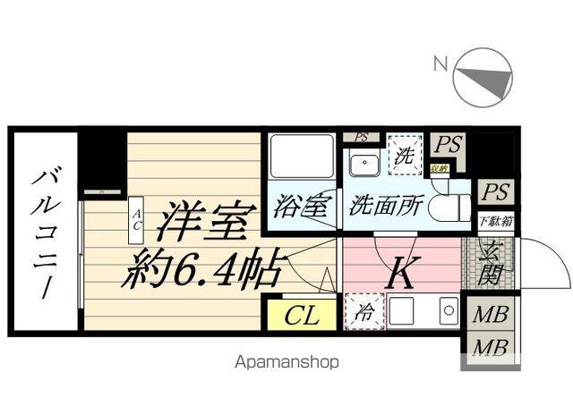 メインステージ九段下(1K/6階)の間取り写真