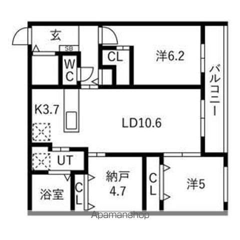 ヴィレッジ円山テラス(3LDK/1階)の間取り写真