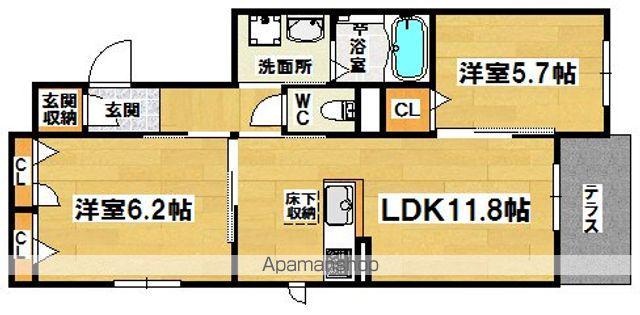 グラティマンション(2LDK/1階)の間取り写真