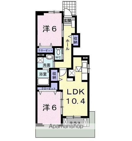 リバーヒルB(2LDK/1階)の間取り写真