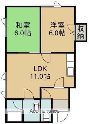 レジデンス赤石(2LDK/2階)の間取り写真