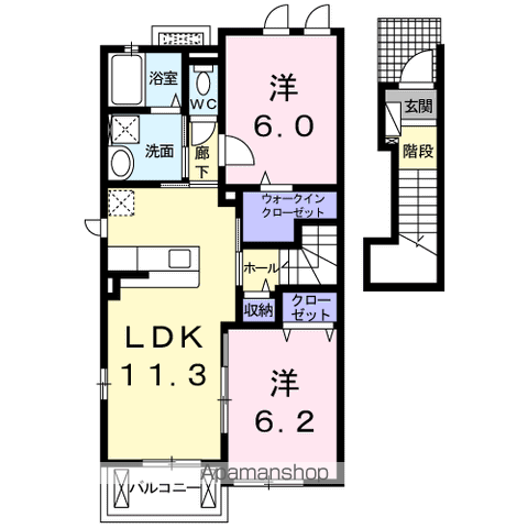 モンブランA(2LDK/2階)の間取り写真