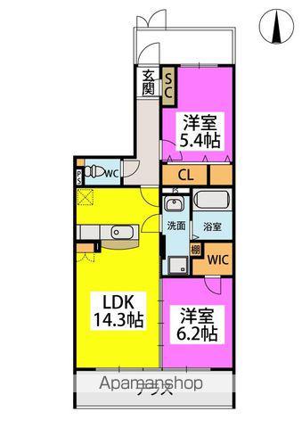 テラフォルトゥーナ(2LDK/1階)の間取り写真