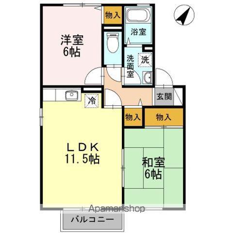 ヴェルドミールK(2LDK/2階)の間取り写真