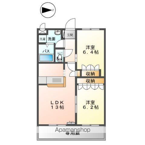 アシューレS(2LDK/1階)の間取り写真