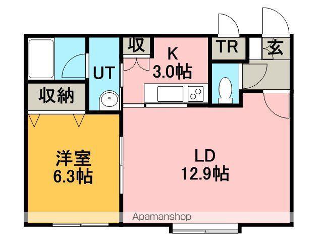 ホワイトビーチ(1LDK/1階)の間取り写真
