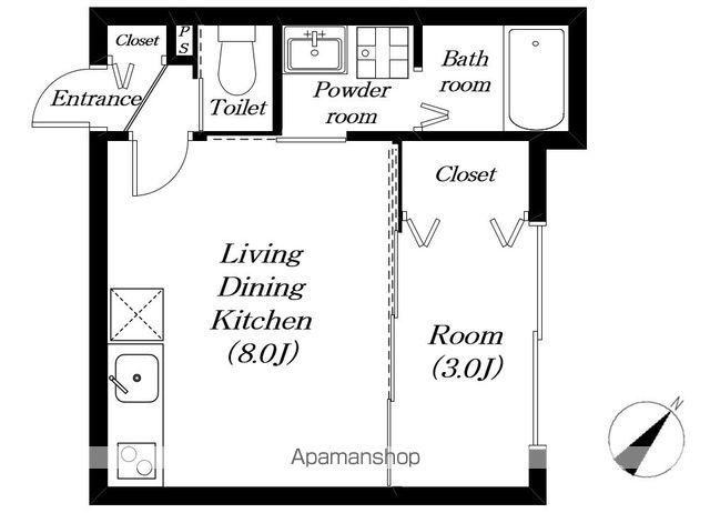 カリーナ(1LDK/2階)の間取り写真