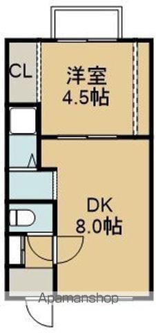 シャトーフラワー城(1DK/3階)の間取り写真