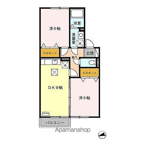 フラッツウィンドA/B(2DK/1階)の間取り写真