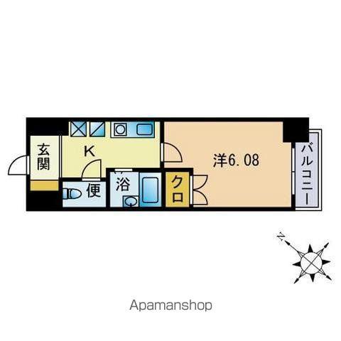 マンション花房(1K/5階)の間取り写真