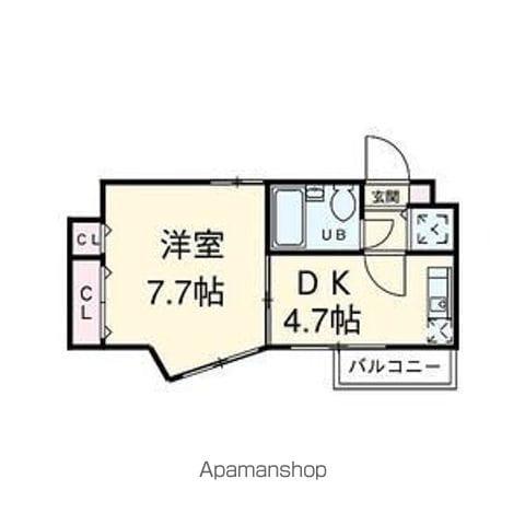 プロクシィスクエア宝ヶ丘(1DK/2階)の間取り写真