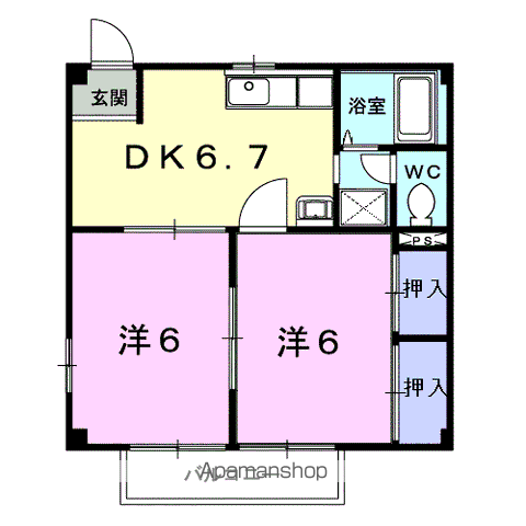 フランボワーズ(2DK/2階)の間取り写真