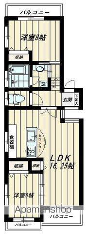 ヴィラージュ高松2(2LDK/3階)の間取り写真