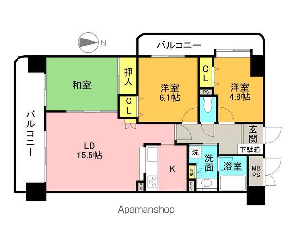 ライオンズマンション立町(3LDK/10階)の間取り写真