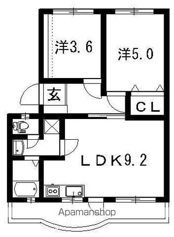 第1ますやマンション(2LDK/2階)の間取り写真