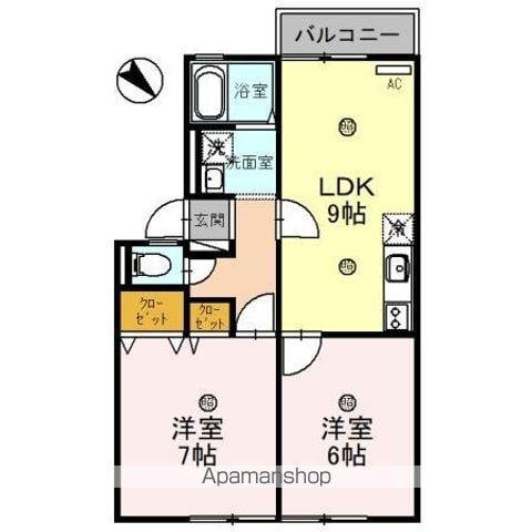 リヴェール(2DK/1階)の間取り写真