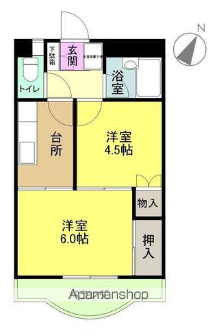 八百真マンション自由ヶ丘(2K/1階)の間取り写真