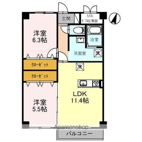 ドギールーズテララ(2LDK/2階)の間取り写真