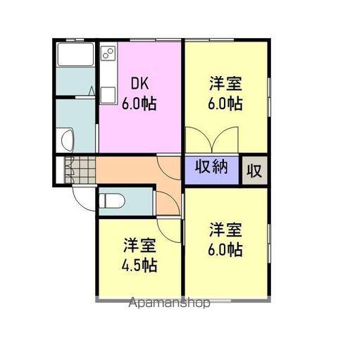 山陽本線 藤生駅 徒歩27分 2階建 築34年(3DK/2階)の間取り写真