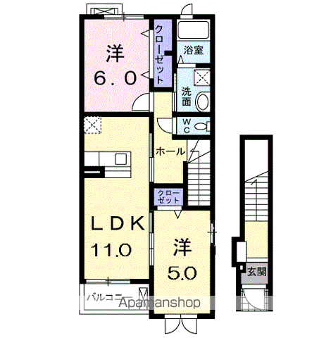 アニメート・Y Ⅰ(2LDK/2階)の間取り写真