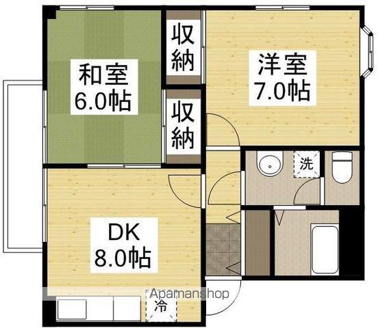 ローゼ A棟(2DK/1階)の間取り写真