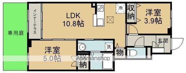 鶴ヶ島市脚折町6丁目アパートⅡ期(2LDK/1階)の間取り写真