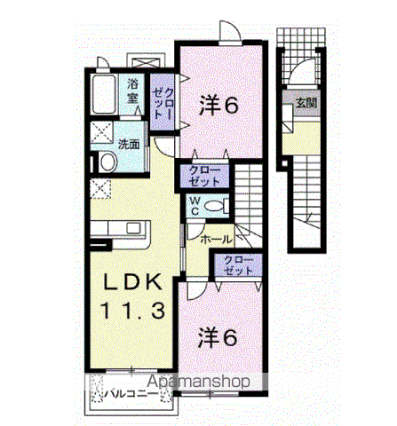 LIBRAHOUSEⅢ(2LDK/2階)の間取り写真
