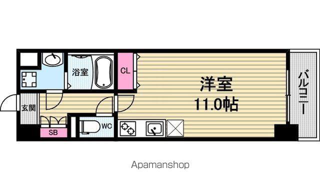 エスリード長堀タワー(ワンルーム/2階)の間取り写真
