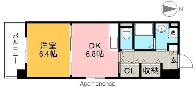 VILLAMER(1DK/4階)の間取り写真