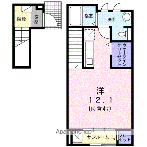 NAGOMIⅡ(ワンルーム/2階)の間取り写真