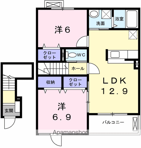 ポラリスⅢ(2LDK/2階)の間取り写真