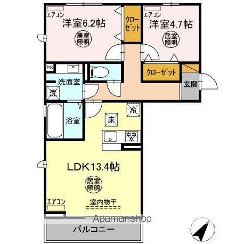 グランソレイユ(2LDK/1階)の間取り写真
