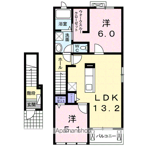 アルブィラージュ Ⅱ(2LDK/2階)の間取り写真